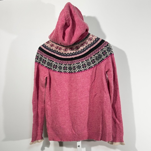 Tabitha Webb Wool Fair Isle Hoodie Sweater Women’s Small Pink Nordic Knit - Picture 3 of 7